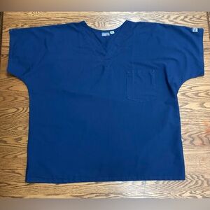 ✨🏥✨Navy-Blue V-Neck Short Sleeve Scrub Top with chest Pocket